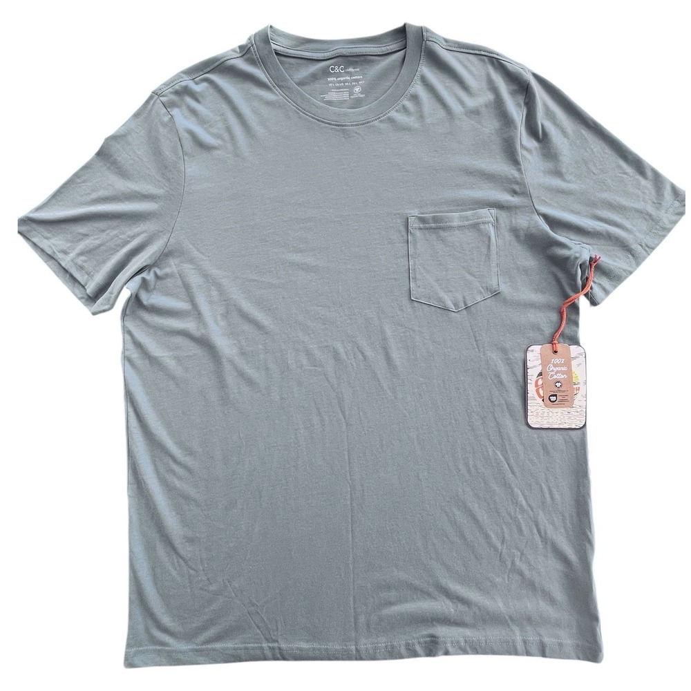 C&C California 100% Organic Cotton Sage Green Short Sleeve‎ Large Minimalist NWT